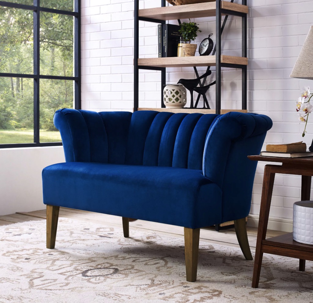 Elegance of navy blue loveseat furniture