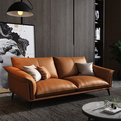 Brown leather loveseat for comfortable
use