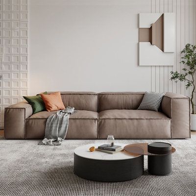 Living room furniture – brown sectional
sofa