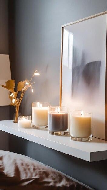 Create a calming scent with candles in your minimalist bedroom