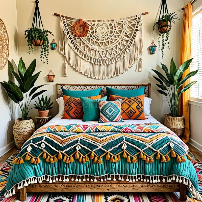 Bohemian Bedroom: ⁣Layer textiles and vibrant colors for a cozy vibe