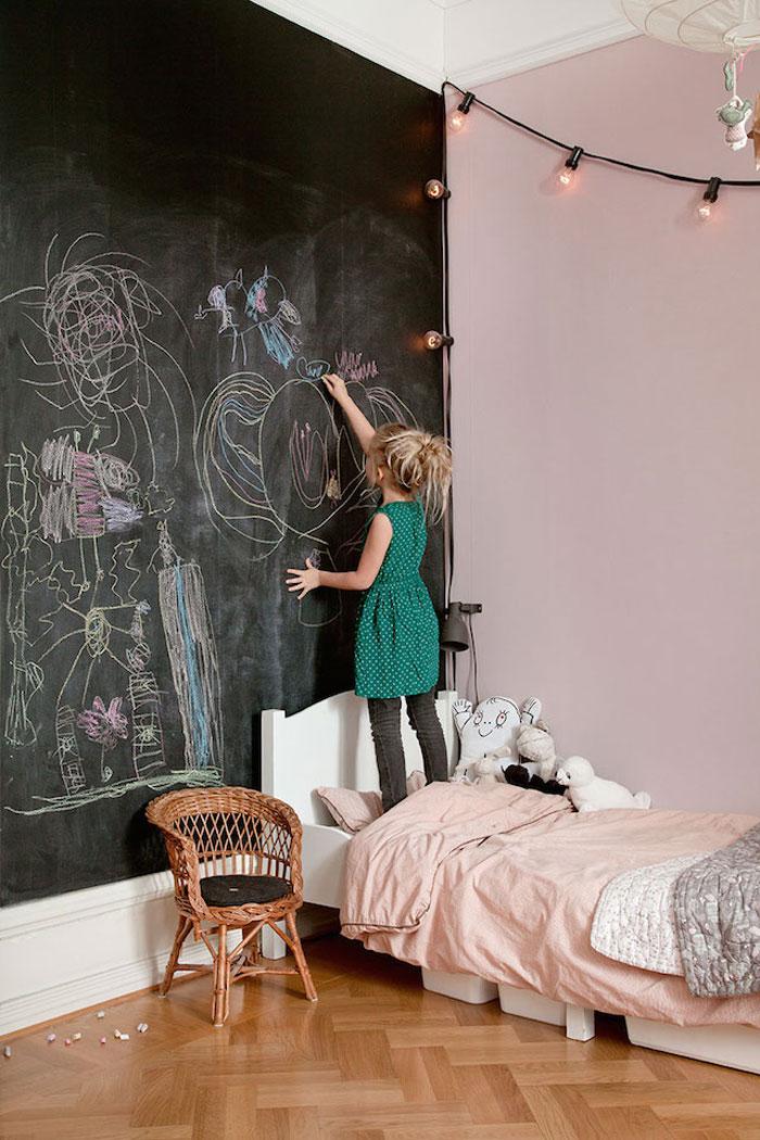 Introduce a chalkboard wall for creative expression in your teen bedroom