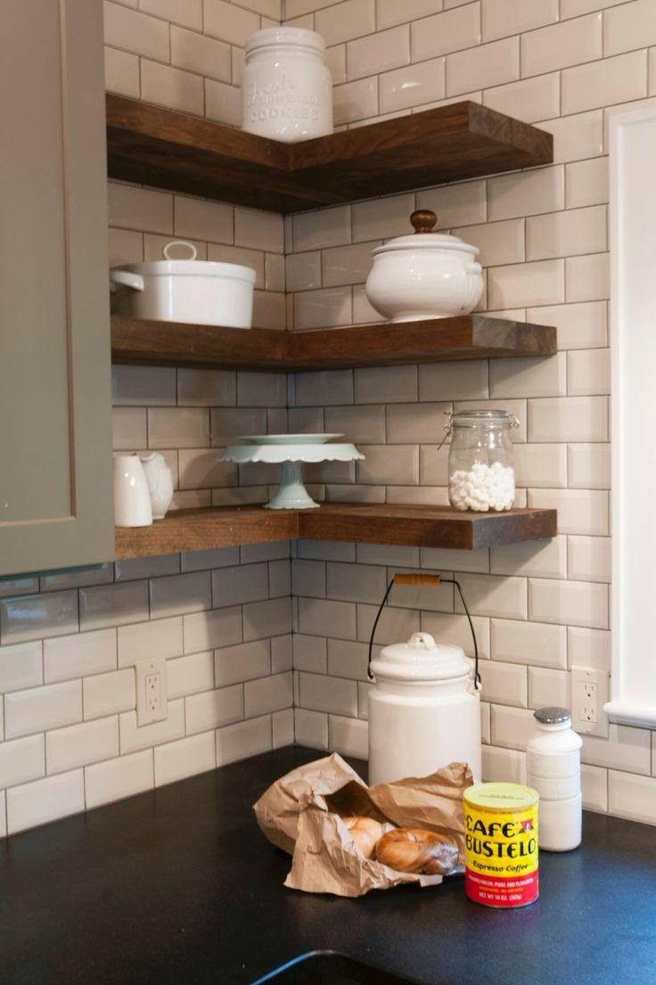 Use corner shelving units to utilize every inch of space in your Galley Kitchen