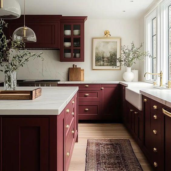 Incorporate white ⁣countertops to brighten your Burgundy Kitchen space effortlessly