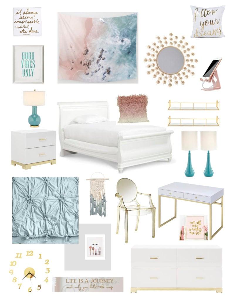 An inspiring vision board encourages creativity in your teen girl bedroom