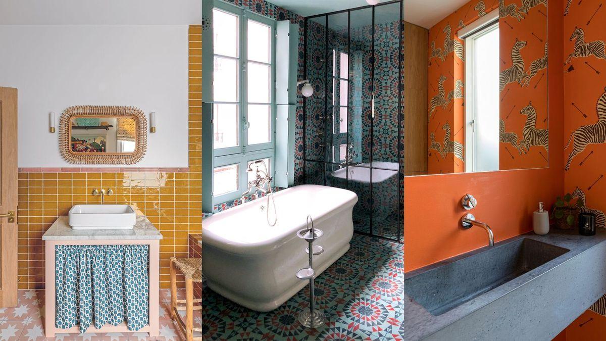 Implement a bold color palette to energize your eclectic bathroom