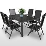 7 piece garden table and chairs set - dark grey - 1 HDPIRZK
