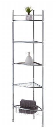 bathroom corner shelves best living adjustable 5-tier bathroom corner shelf - chrome by best living AWQOBKF