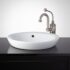 bathroom sink ... this semi-recessed porcelain sink gives your bathroom a stylish, modern  look. PCPJQGI