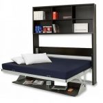 bed desk opened-horizontal-murphy-bed-desk-with-vertical-shelving- GBZQVJQ