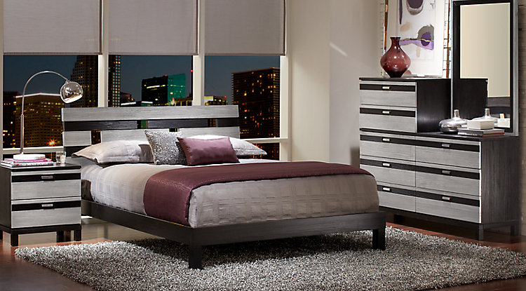 bedroom furniture sets gardenia silver 5 pc queen platform bedroom UEHPBQJ