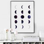 bedroom wall art phases of the moon print, moon phases wall art, watercolor moon phase RGRUPDN