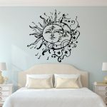 bedroom wall art sun and moon wall decal- sun moon and stars wall decals ethnic decor- KOZCTQD