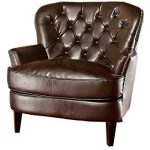 best selling tufted brown leather club chair LQEMLZJ