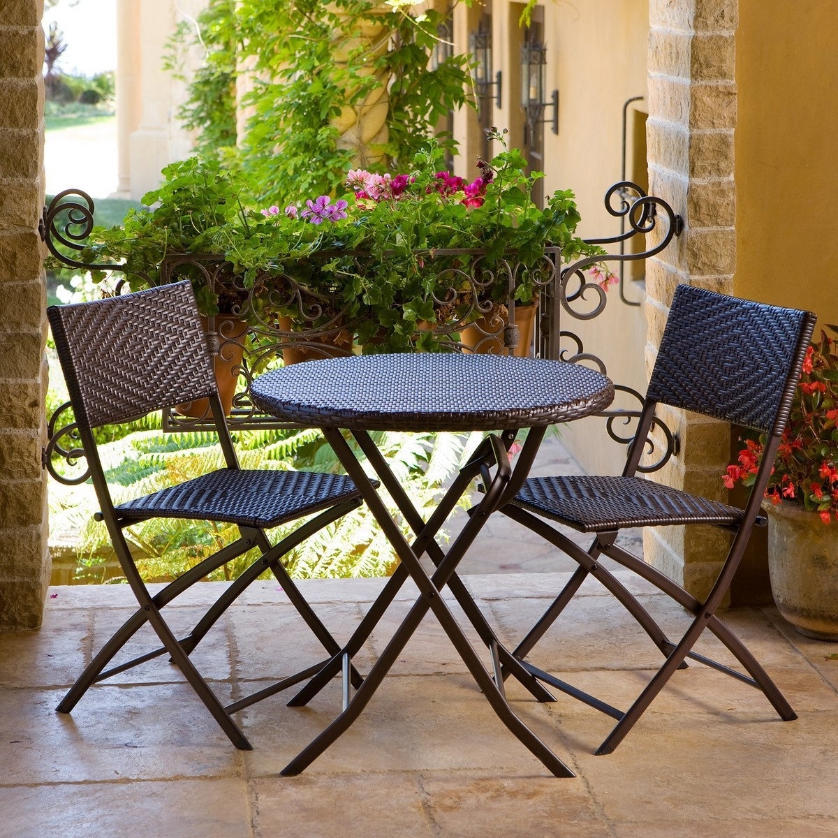 bistro patio set 3 piece outdoor bistro patio furniture set in espresso BOPITFH
