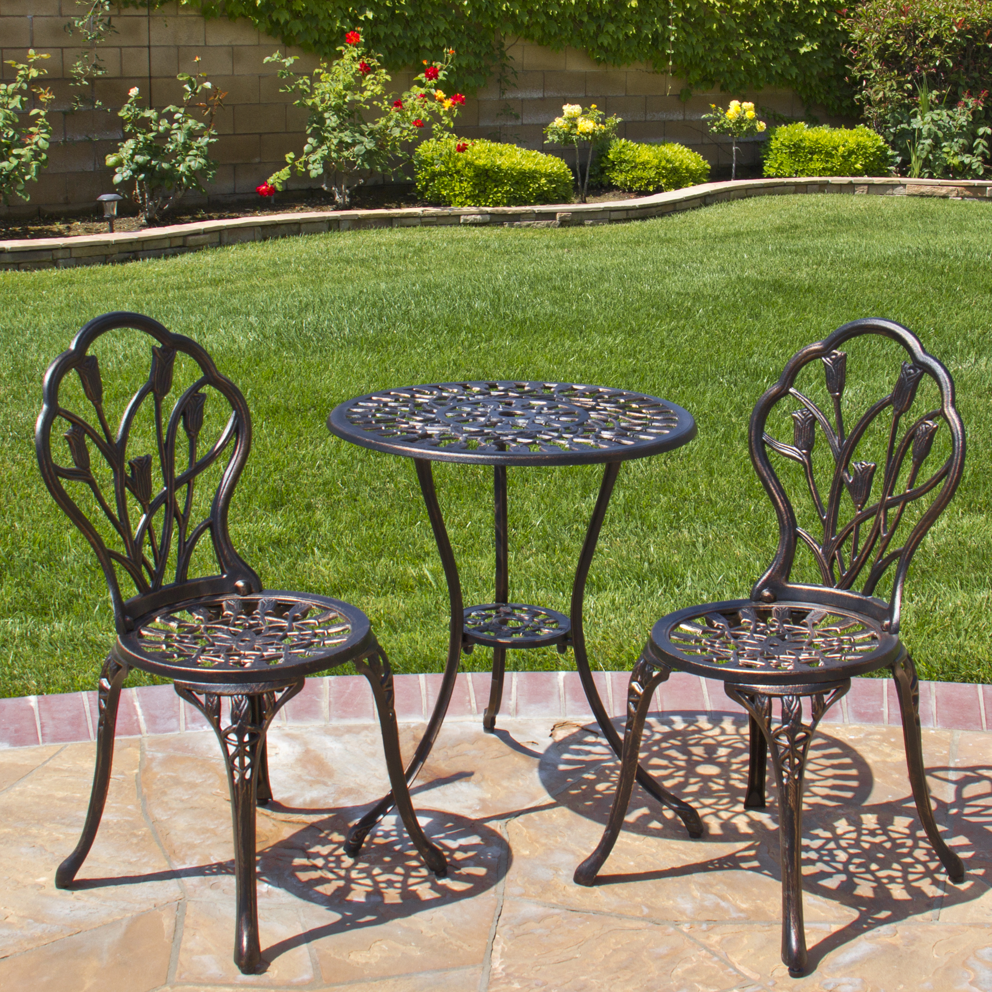 bistro patio set best choice products cast aluminum patio bistro furniture set in antique  copper LYMLYYX