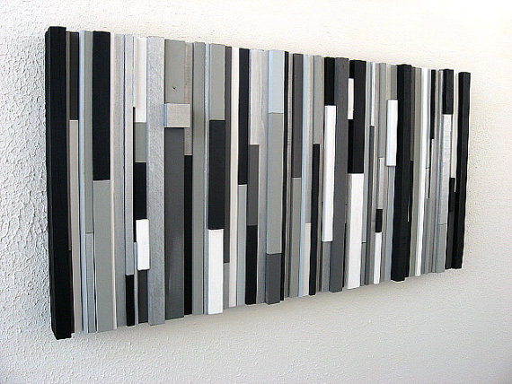 black and white abstract art modern wall art wood sculpture OAXZHEP