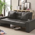 black leather sofa bed DASVUNE