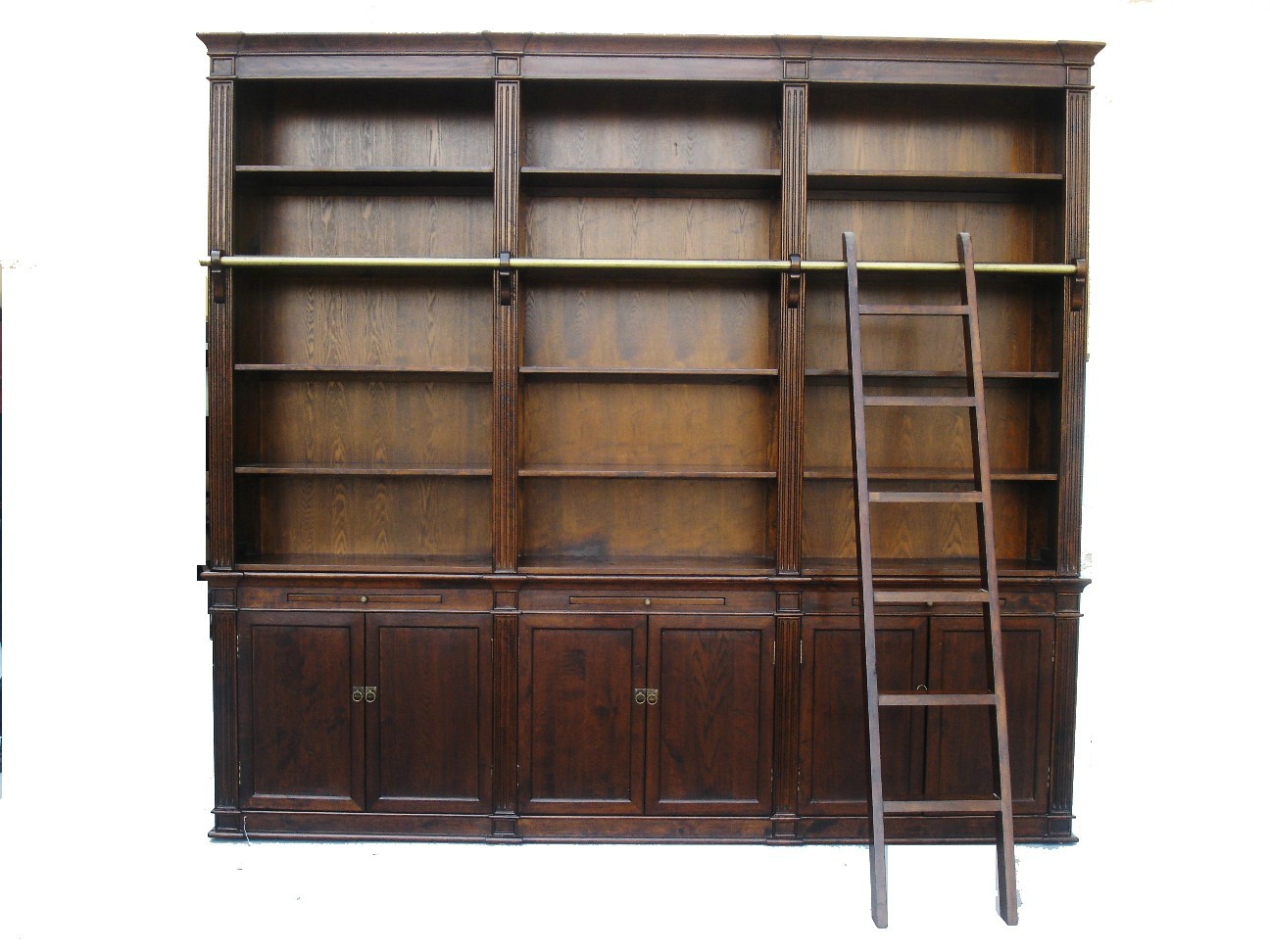 brown large bookcase with ladder EDLMSDV