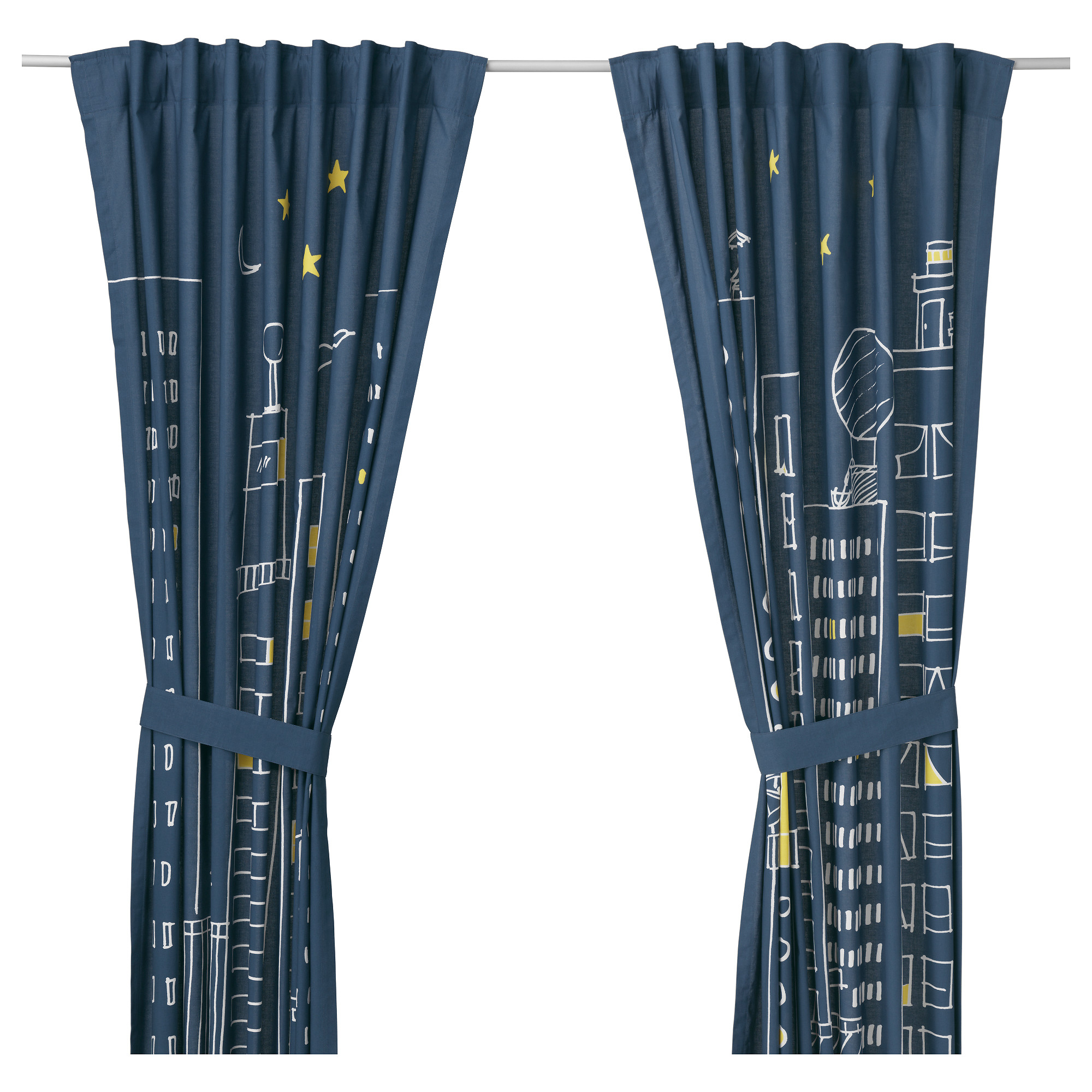 childrens curtains hemmahos curtains with tie-backs, 1 pair, dark blue length: 98  DECMSAX