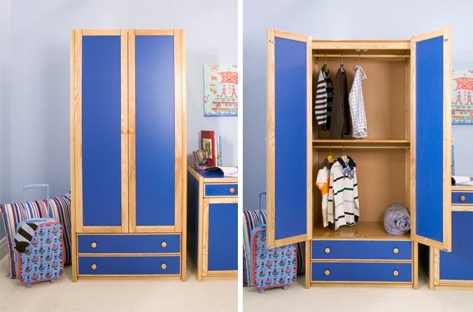 childrens wardrobe kids double combi wardrobe | also available in white, natural ash or pink, URMZUMO