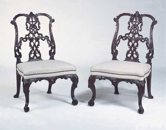 chippendale furniture mahogany ribbonback chairs in the rococo style, designed by thomas  chippendale, 18th BXFZWPJ