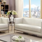 citadel white leather sofa with chrome frame JXDPRBN