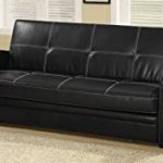 coaster fine furniture 300132 faux leather sofa bed with white stiching,  black OVBREID