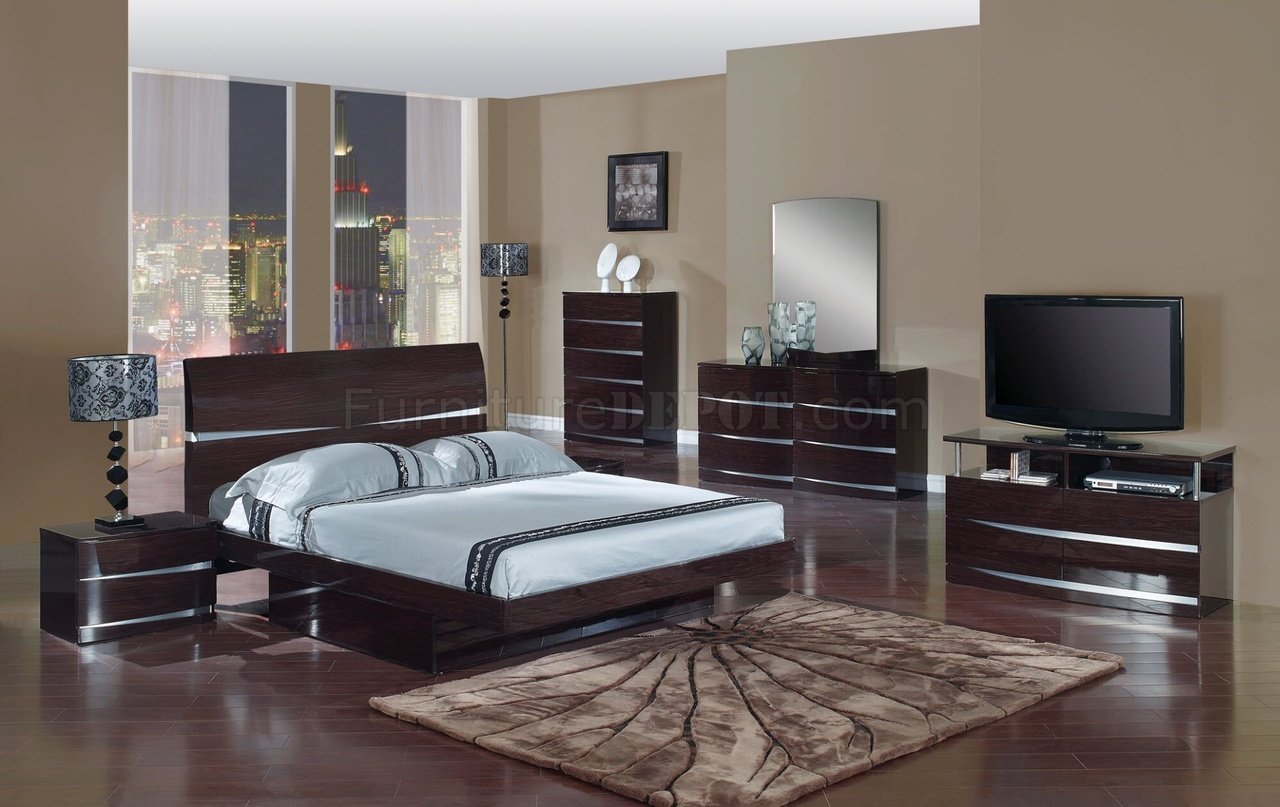 contemporary bedroom sets wenge finish modern stylish bedroom set w/optional casegoods FDPCHVT
