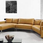 contemporary curved sectional sofa in mustard leather modern-living-room NQJRFWH