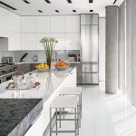 contemporary kitchens a manhattan, kitchen in a sleek building by richard meier has glamorous PACIYGL