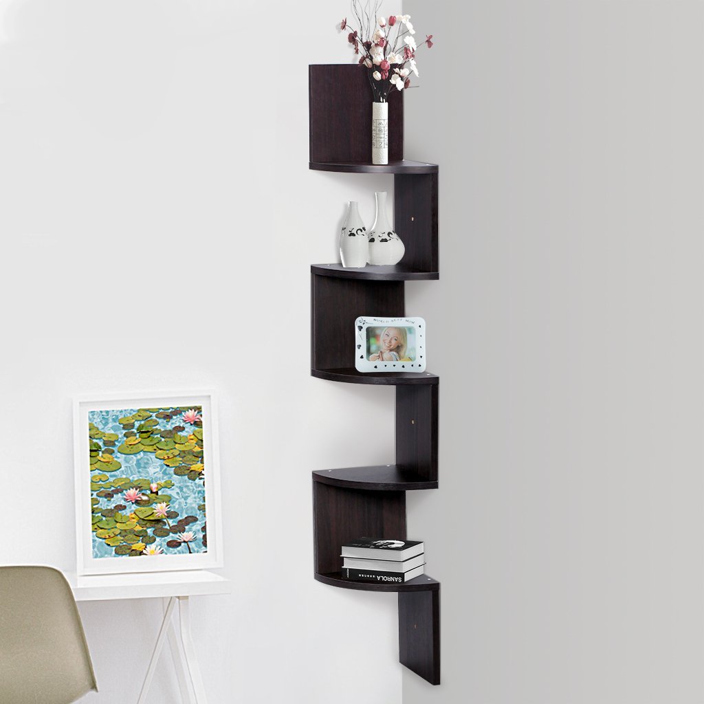 Contemporary corner shelves