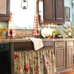 country kitchen curtains country living kitchen ~ love the gingham curtains and floral sink skirt TMBMRGU