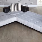 cream fabric u0026 dark leatherette convertible sectional sofa bed VATOYUW