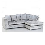 crushed velvet sofa crushed velvet, 4 seater sofa, silver, grey, right hand corner sofa IWKSUDH