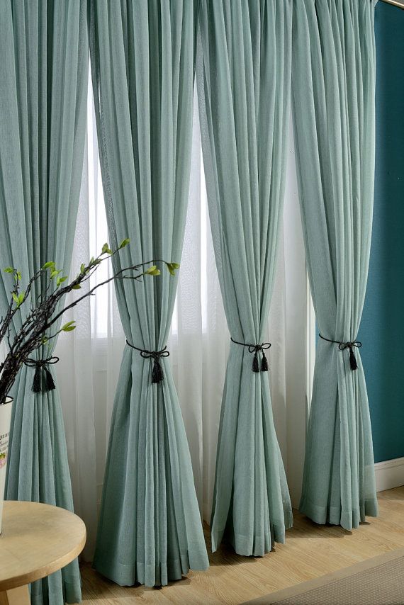curtain styles delicate light teal linen blend sheer curtain made to by tailor2u KARVBQY
