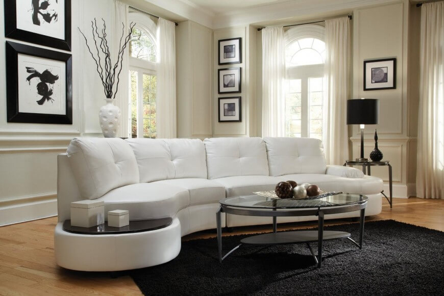 curved sectional sofa thick cushioned button tufted white sectional here features rounded edges  and a GHANXYW