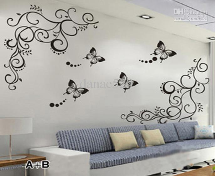 decals for walls butterfly vine flower wall art stickers decals wall paster house PKDIUER
