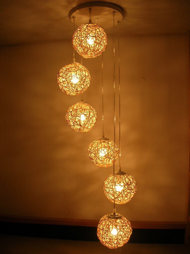 decorative lights free shipping handmade six beads spiral rattan lighting hand weaving  chandelier living NQBOJRP