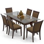 dinner table set wesley - dalla 6 seater dining table set (cappuccino, dark walnut finish) KRWVHOD