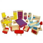 dolls house furniture set in wood. bigjigs jt116. suitable for ages 3 OJJICWU
