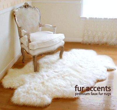 faux fur rug white sheep skin accent ONGBKSN