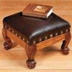 foot stools brown faux leather wood footstool foot stool rest hassock decor AHBYSEJ