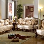 french provincial formal antique style living room furniture set beige  chenille OPPCRWE