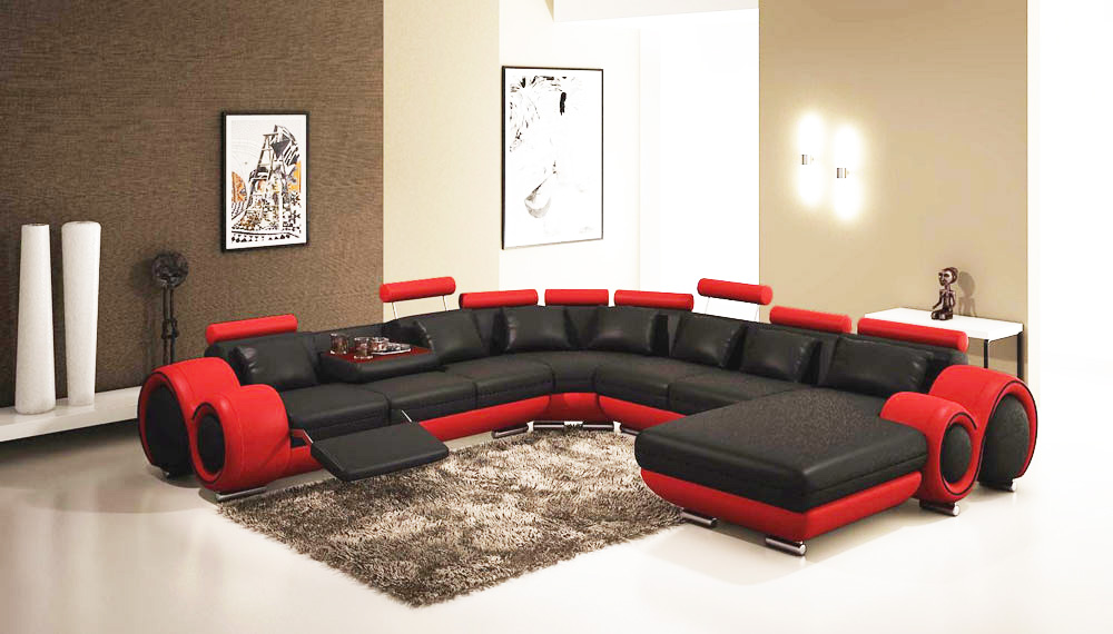 gemma modern black and red sectional sofa VETQOIK