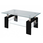 Glass table modern glass black coffee table with shelf contemporary living room WFZNYNO