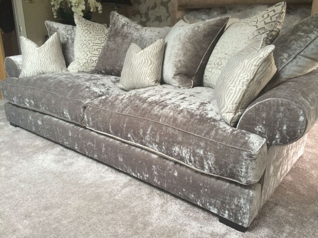 grey crushed velvet sofa - google search EKHPWZW