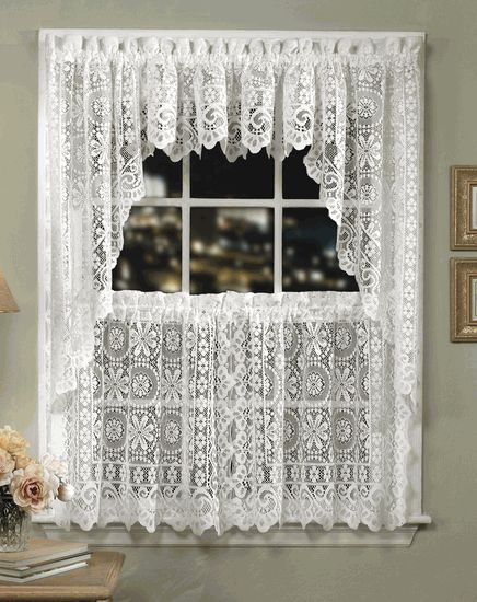 hopewell lace kitchen curtains - cream - lorraine - country kitchen curtains DRTJVYW