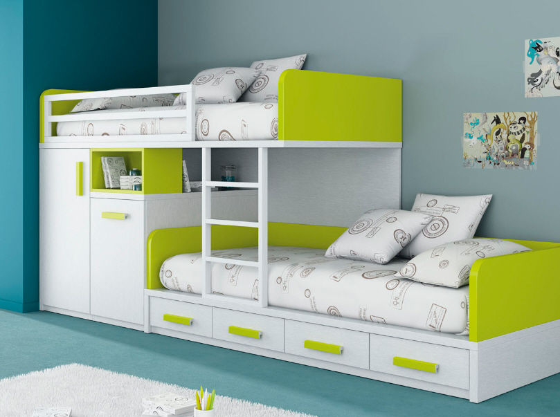 kids beds with storage for a tidy room : extraordinary white green bunk PWOCGQI