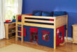 kids loft beds play fort low loft bed by maxtrix kids (blue/red on natural) (300.1) EJYJWRH
